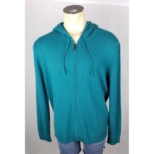 The Commons Sweater XL Peacock Green 100% Cashmere Full Zip Hoodie Jacket Gift
